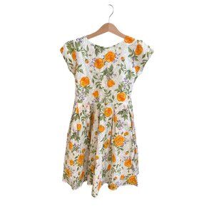 Archana Floral Girls Dress With Orange Roses & Tie Belt Size 8 Cotton Blend